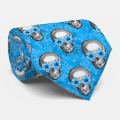 Blaue Schädel und Sonnenblumen - Design 7 Krawatte (Gerollt)