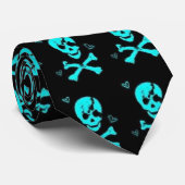 blaue Schädelherz-Krawatte Krawatte (Gerollt)