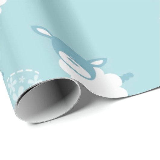 blaue Schaf-Babydusche Geschenkpapier (Rolleneckpunkt)