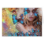 BLAUE SCHALTFLÄCHE IN AQUAMARINEN GRÜNEN GOLD-GLIT (Vorderseite (Horizontal))