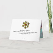 BLAUE SCHALTFLÄCHE IN AQUAMARINEN GRÜNEN GOLD-GLIT KARTE (Rückseite)