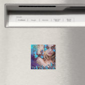 BLAUE SCHALTFLÄCHE IN AQUAMARINEN GRÜNEN GOLD-GLIT MAGNET (In Situ (Geschirrspüler))