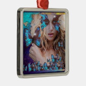 BLAUE SCHALTFLÄCHE IN AQUAMARINEN GRÜNEN GOLD-GLIT ORNAMENT AUS METALL (Rechts)