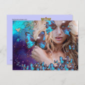 BLAUE SCHALTFLÄCHE IN AQUAMARINEN GRÜNEN GOLD-GLIT POSTKARTE (Vorne/Hinten)