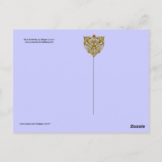 BLAUE SCHALTFLÄCHE IN AQUAMARINEN GRÜNEN GOLD-GLIT POSTKARTE (Rückseite)