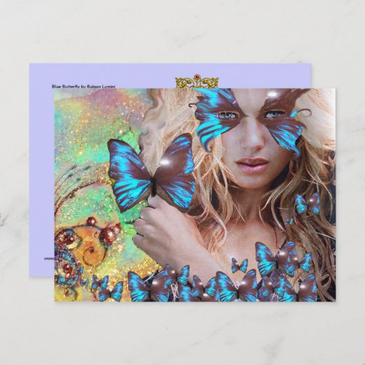 BLAUE SCHALTFLÄCHE IN AQUAMARINEN GRÜNEN GOLD-GLIT POSTKARTE (Vorne/Hinten)