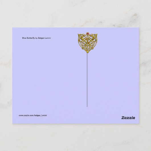 BLAUE SCHALTFLÄCHE IN AQUAMARINEN GRÜNEN GOLD-GLIT POSTKARTE (Rückseite)