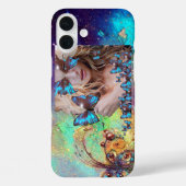 BLAUE SCHALTFLEUNDLICHKEIT MIT GRÜNEM GOLD-GLITZER Case-Mate iPhone HÜLLE (Rückseite)