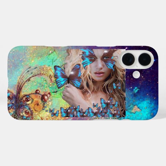 BLAUE SCHALTFLEUNDLICHKEIT MIT GRÜNEM GOLD-GLITZER Case-Mate iPhone HÜLLE (Rückseite (Horizontal))