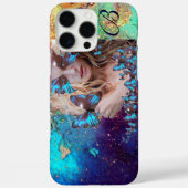 BLAUE SCHALTFLEUNDLICHKEIT MIT GRÜNEM GOLD-GLITZER Case-Mate iPhone HÜLLE (Rückseite)