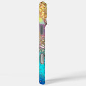 BLAUE SCHALTFLEUNDLICHKEIT MIT GRÜNEM GOLD-GLITZER Case-Mate iPhone HÜLLE (Rückseite / Rechts)