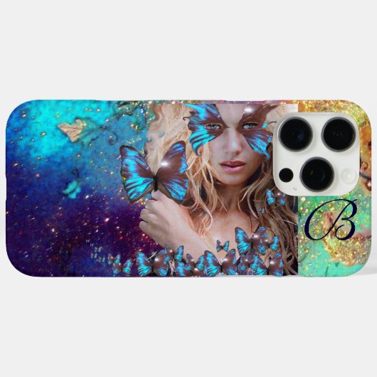 BLAUE SCHALTFLEUNDLICHKEIT MIT GRÜNEM GOLD-GLITZER Case-Mate iPhone HÜLLE (Rückseite (Horizontal))