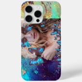 BLAUE SCHALTFLEUNDLICHKEIT MIT GRÜNEN GOLD-GLITZER Case-Mate iPhone HÜLLE (Rückseite)