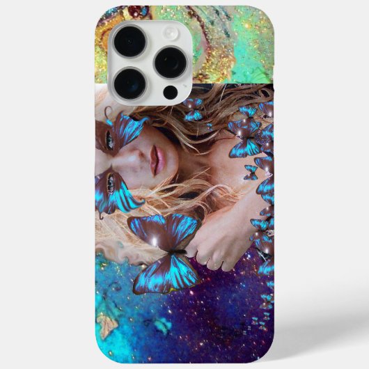 BLAUE SCHALTFLEUNDLICHKEIT MIT GRÜNEN GOLD-GLITZER Case-Mate iPhone HÜLLE (Rückseite)