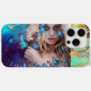 BLAUE SCHALTFLEUNDLICHKEIT MIT GRÜNEN GOLD-GLITZER iPhone 15 PRO MAX HÜLLE