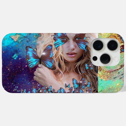 BLAUE SCHALTFLEUNDLICHKEIT MIT GRÜNEN GOLD-GLITZER Case-Mate iPhone HÜLLE (Rückseite (Horizontal))