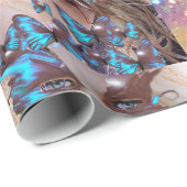 BLAUE SCHALTFLEUNDLICHKEIT MIT GRÜNEN GOLD-GLITZER GESCHENKPAPIER (Rolleneckpunkt)