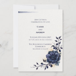 Blaue Schamrosetten-Schleifen-Tauben-Hochzeitseinl Einladung