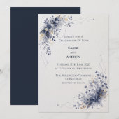 Blaue Schamrosetten-Schleifen-Tauben-Hochzeitseinl Einladung (Vorne/Hinten)