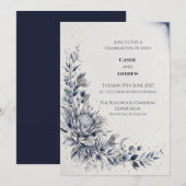 Blaue Schamrosettenband-Bogen-Tauben-Hochzeitseinl Einladung (Vorne/Hinten)