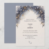 Blaue Schamrot-Schleifen-Bogen-Tauben-Hochzeitsein Einladung (Vorne/Hinten)