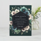 Blaue Schatten-Anemonen-Hochzeit Einladung (Stehend Vorderseite)