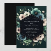 Blaue Schatten-Anemonen-Hochzeit Einladung (Vorne/Hinten)