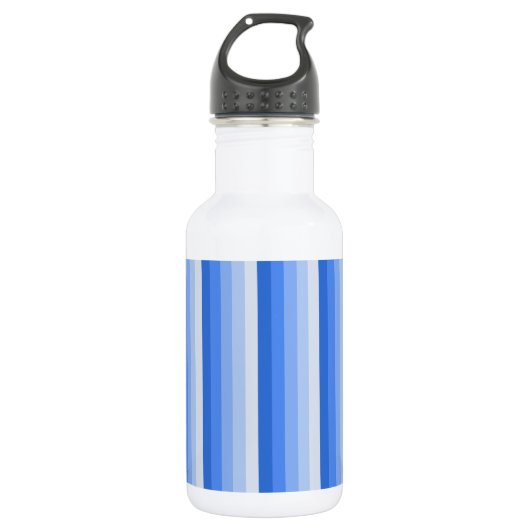 Blaue Schattenstreifen Edelstahlflasche (Vorderseite)