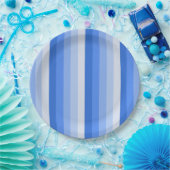 Blaue Schattenstreifen Pappteller (Party)
