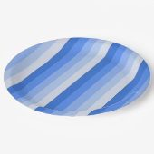 Blaue Schattenstreifen Pappteller (Schrägansicht)