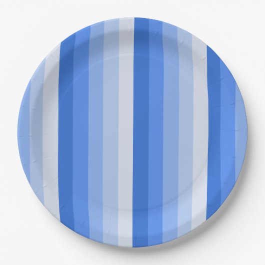 Blaue Schattenstreifen Pappteller (Vorderseite)