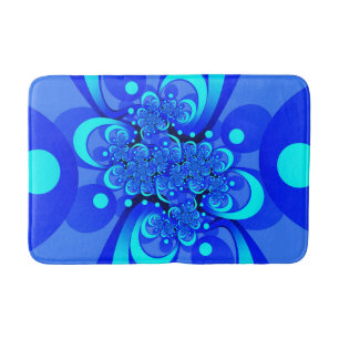 Blaue Schattierungen Moderne Abstrakte Fractal-Kun Badematte