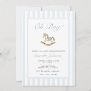 Blaue Schaukelpferd-Baby-Shower-Einladung Einladung