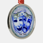 Blaue Schauspielermasken Ornament Aus Metall (Rechts)
