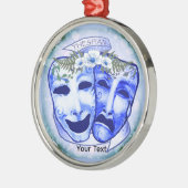 Blaue Schauspielermasken Ornament Aus Metall (Links)