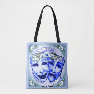 Blaue Schauspielermasken Tasche