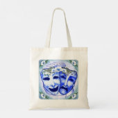 Blaue Schauspielermasken Tragetasche (Rückseite)
