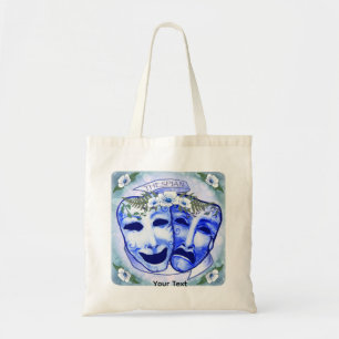Blaue Schauspielermasken Tragetasche