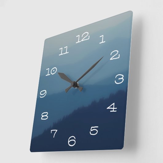 Blaue Schichten Quadratische Wanduhr (Winkel)