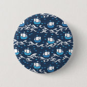 Blaue Schifffahrt im Muster II Button (Vorderseite)