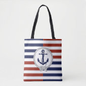 Blaue Schiffsanker, Marine, roter Streifen Tasche (Vorderseite)