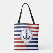 Blaue Schiffsanker, Marine, roter Streifen Tasche (Rückseite)
