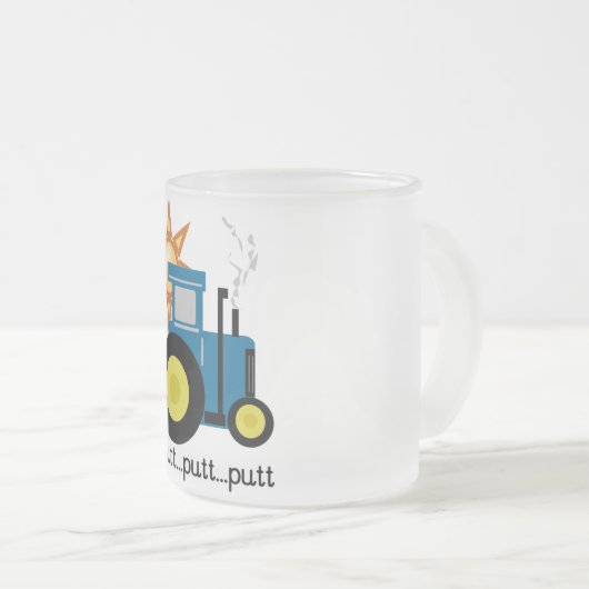 Blaue Schlag-Schlag-Traktor-T-Shirts und Geschenke Mattglastasse (VorderseiteRechts)