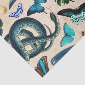 Blaue Schlangen Vögel und Schmetterlingszenen Seidenpapier (Detail)