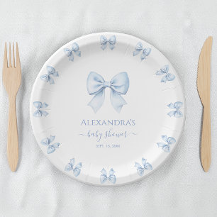 Blaue Schleife Baby Boy Shower Süße Kokette Wasser Pappteller