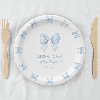 Blaue Schleife Baby Boy Shower Süße Kokette Wasser Pappteller