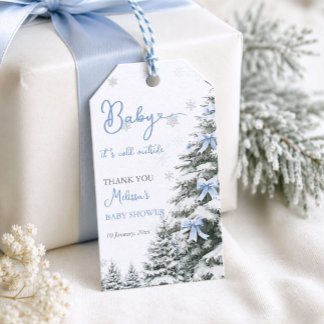 Blaue Schleife Baby, es ist kalt draußen Winter-Ba Geschenkanhänger