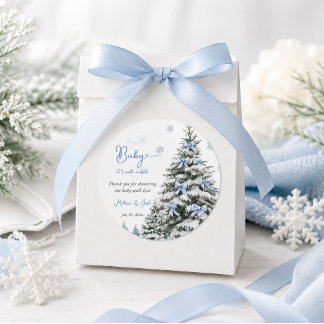 Blaue Schleife Baby, es ist kalt draußen Winter-Ba Runder Aufkleber