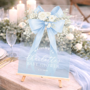 Blaue Schleife Baby Jungen Shower Willkommen Acrylschild