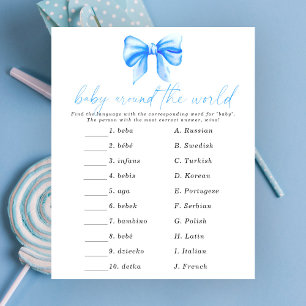Blaue Schleife Baby Shower - Baby-um-die-Welt-Spie